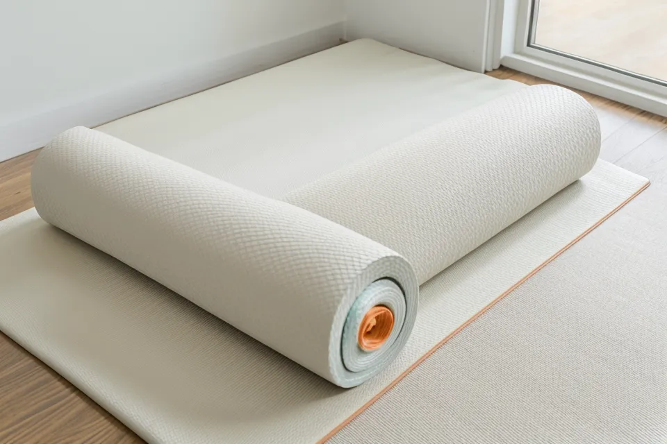 Yoga-Matte und Laptop symbolisieren die Verbindung von Coaching und Technik.